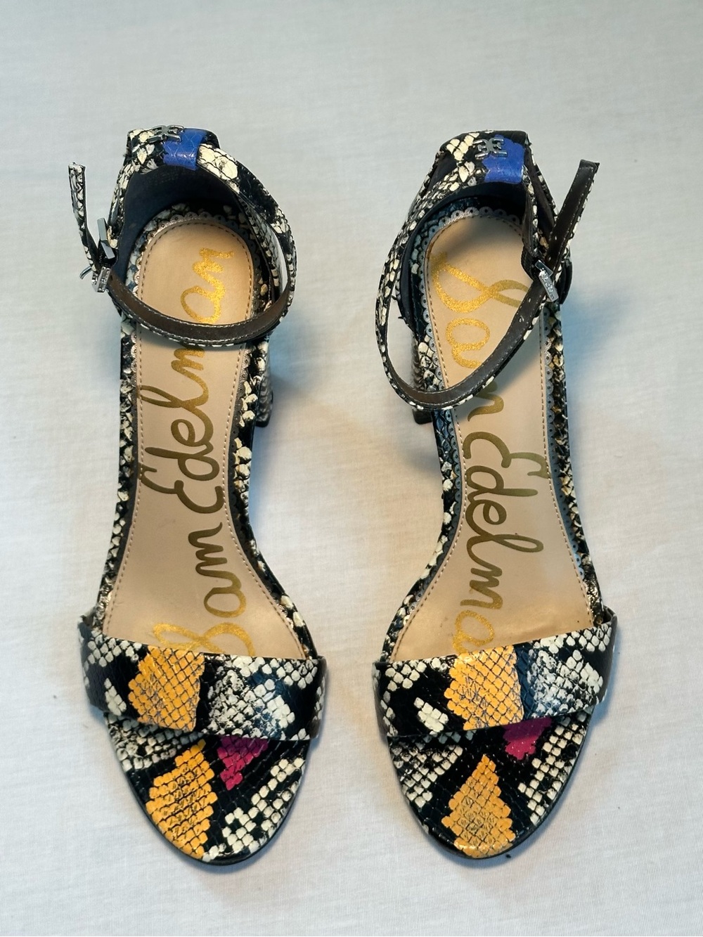 Sam Edelman Women's Snake-Print Block Heel Sandals in Multicolor - Picture 2 of 7